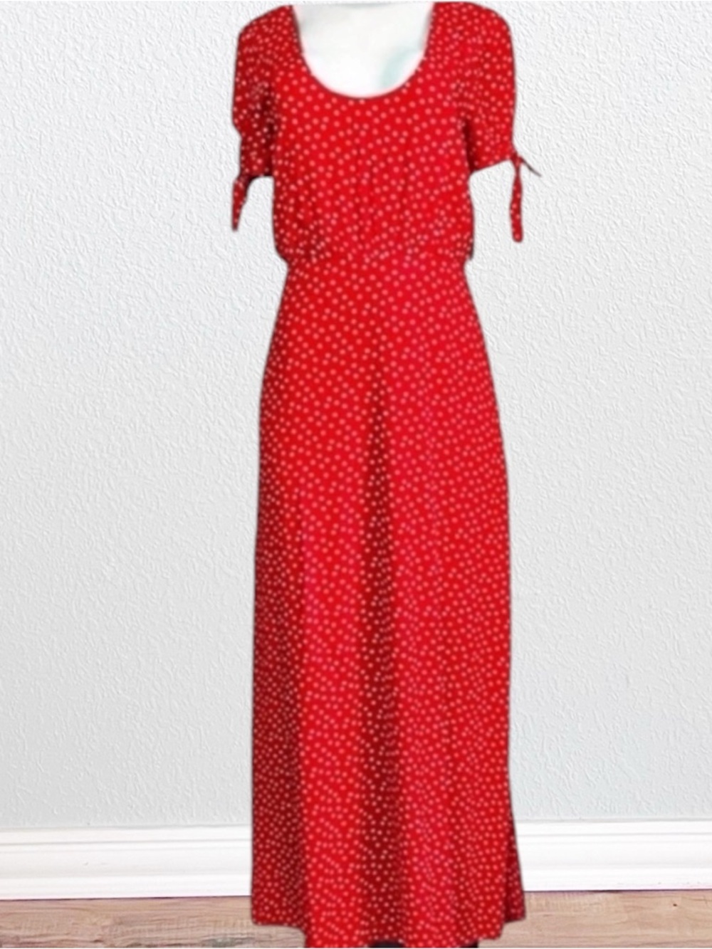 New Nordstrom Row A Red + White Dot Maxi Retro Pinup Rockabilly Dress SZ M